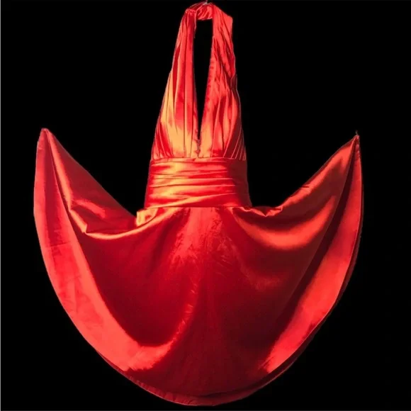 Vintage red satin halter dress for pinup girl, Marilyn. - Picture 1 of 4